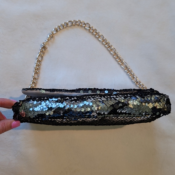 H&M Sequin Chain Shoulder Bag Y2K Silver Gold Black - Picture 8 of 10